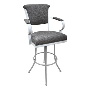 Tobias Designs Miami Extra Tall 34&quot Fabric & Metal Bar Stools in Gray/White