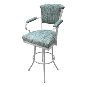 Tobias Designs Miami 34&quotH Fabric/Metal Bar Stools in Watusi Aquatint/White