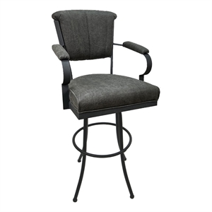 Tobias Designs Miami Extra Tall 34&quotH Fabric & Metal Bar Stools in Northwest/Gray