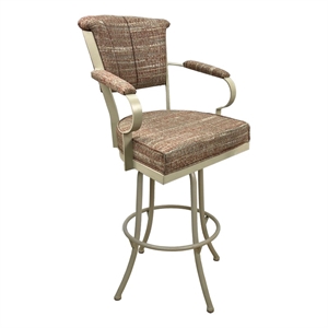 Tobias Designs Extra Tall 34&quotH Fabric & Metal Bar Stools in Watusi Madder/Beige
