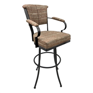 Tobias Designs Miami Extra Tall 34&quotH Fabric Bar Stools in Watusi Madder/Gray