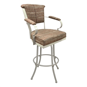 Tobias Designs Miami 34&quotH Fabric & Metal Bar Stools in Watusi Madder/White