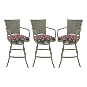 Set of 3 Erin - Outdoor Indoor 26&quot Swivel Bar Stool - Simi Desert Rose on Beige