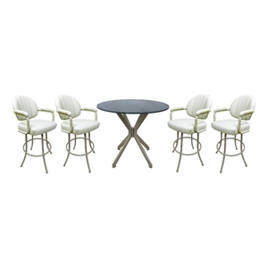 Crackle Glass Metal Pub Set - 30&quot Swivel Bar Stools M-70 - Ocean Beige - Beige