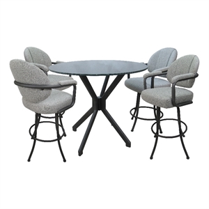Crackle Glass Metal Pub Set - 30&quot Swivel Bar Stools M-70 - Hemsath Slate - Grey