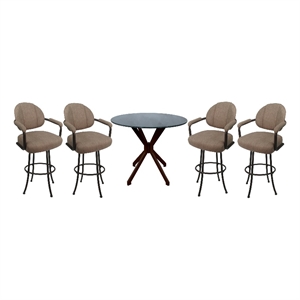 Crackle Glass Metal Pub Set - 30&quot Swivel Bar Stools M-70 - Basin Beige - Brown