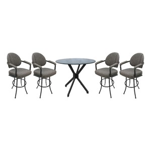 Crackle Glass Metal Pub Set - 30&quot Swivel Bar Stools M-70 - Mojave Grey - Grey