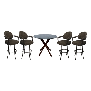 Crackle Glass Metal Pub Set - 30&quot Swivel Bar Stools M-70 - Sanora Brown - Brown