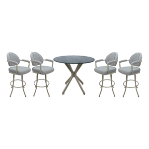 Crackle Glass Metal Pub Set 26&quot Swivel Counter Stools M-70 Hemsath Slate - Beige