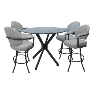 Crackle Glass Metal Pub Set 26&quot Swivel Counter Stools M-70 Hemsath Slate - Grey