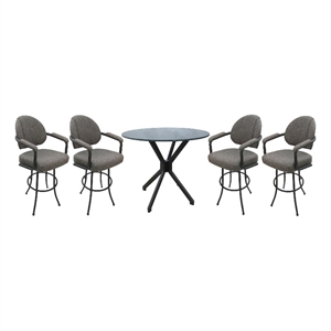 Crackle Glass Metal Pub Set 26&quot Swivel Counter Stools M-70 Mojave Grey - Grey