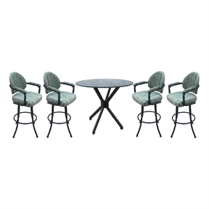 Crackle Glass Metal Pub Set 30&quot Swivel Bar Stools M-70 - Watusi Aqua - Grey