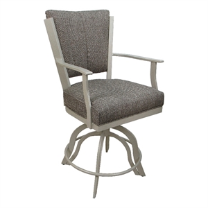 Montana Swivel Counter 26&quot Metal BarStool-Plumley Cocoa Brown Fabric-Beige Frame