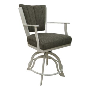 Montana Swivel 30&quot Metal Bar Stool - Sanora Brown Fabric - Beige Frame