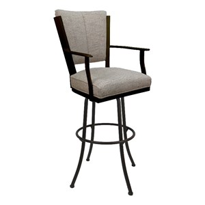 Tobias Designs Montana 34&quot Fabric & Metal Bar Stool in Driftwood Beige/Brown
