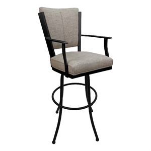 Tobias Designs Montana 34&quot Fabric & Metal Bar Stool in Driftwood Beige/Gray