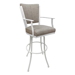 Tobias Designs Montana 34&quot Fabric & Metal Bar Stool in Driftwood Beige/White