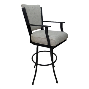 Tobias Designs Montana 34&quot Fabric & Metal Bar Stool in Hemsath Slate Gray/Black