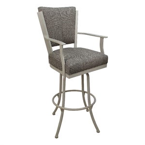 Tobias Designs Montana 34&quot Fabric & Metal Bar Stool in Plumley Cocoa Brown/Beige