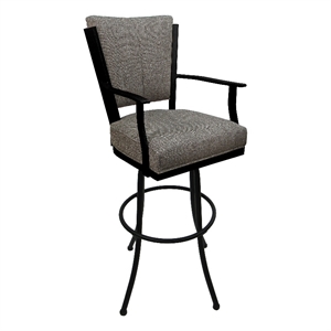 Tobias Designs Montana 34&quot Fabric & Metal Bar Stool in Plumley Cocoa Brown/Black