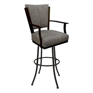Tobias Designs Montana 34&quot Fabric & Metal Bar Stool in Plumley Cocoa/Brown