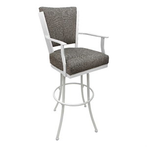 Tobias Designs Montana 34&quot Fabric & Metal Bar Stool in Plumley Cocoa Brown/White