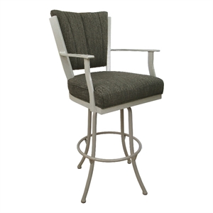 Tobias Designs Montana 34&quot Fabric & Metal Bar Stool in Sanora Brown/Beige