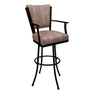Tobias Designs Montana 34&quot Fabric & Metal Bar Stool in Multi-Color/Brown