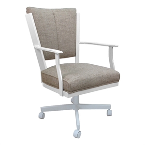 Montana Swivel Metal Dining Caster Chair - Hemsath Driftwood - White Frame