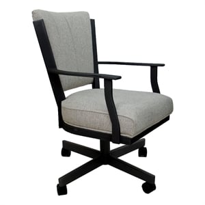 Montana Swivel Metal Dining Caster Chair - Hemsath Slate Gray Fabric-Black Frame