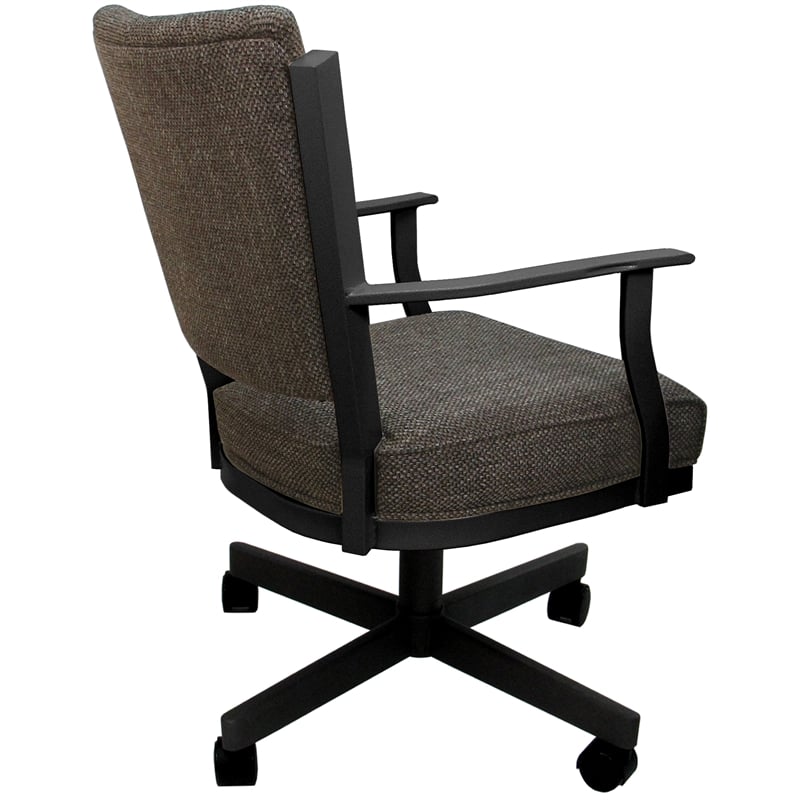 Montana Swivel Metal Dining Caster Chair - Plumley Cocoa Brown Fabric-Gray Frame