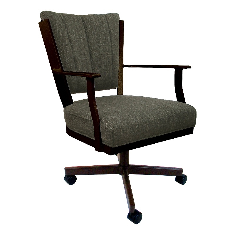Montana Swivel Metal Dining Caster Chair - Sanora Brown Fabric - Brown Frame