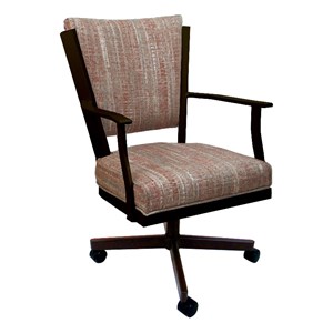 Montana Swivel Metal Dining Caster Chair-Watusi Madder Multicolor -Brown Frame