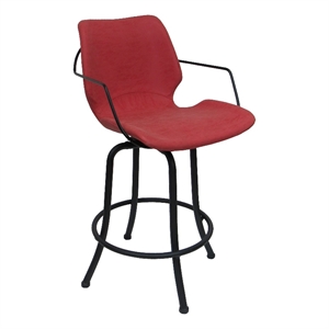 Swivel Metal Bar Stool 30&quot - Asheville - Red Vinyl - Black Frame