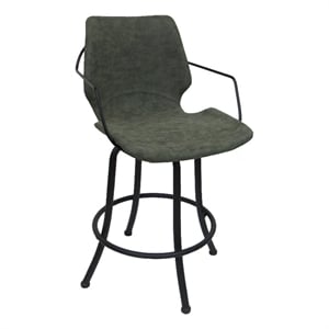 Swivel Extra Tall Metal Bar Stool 34&quot - Asheville - Green Vinyl - Black Frame