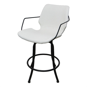 Swivel Extra Tall Metal Bar Stool 34&quot - Asheville - White Vinyl - Black Frame