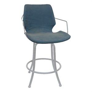 Swivel Counter Metal Bar Stool 26&quot - Asheville - Blue Vinyl - White Frame