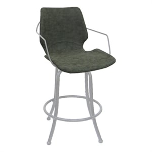 Swivel Metal Bar Stool 30&quot - Asheville - Green Vinyl - White Frame