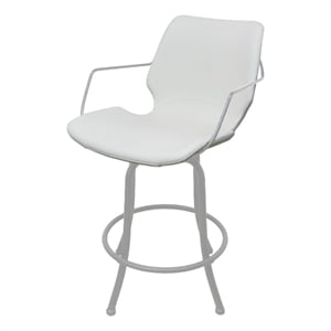 Swivel Extra Tall Metal Bar Stool 34&quot - Asheville - White Vinyl - White Frame