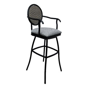 Outdoor Patio Swivel Counter 26&quot Stool - Adelle - Coco Taupe - black frame