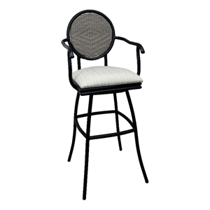 Outdoor Patio Swivel Counter 26&quot Stool - Adelle - Valley Linen - black frame
