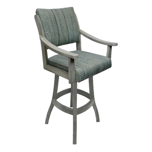 Solid Wood Bar Stool Casa 30&quot Seat - Watusi Aquatint Teal Fabric -  ET Wood