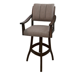 Casa Extra Tall 34&quot Solid Wood Bar Stool - Basin Beige Fabric - New Brown Wood