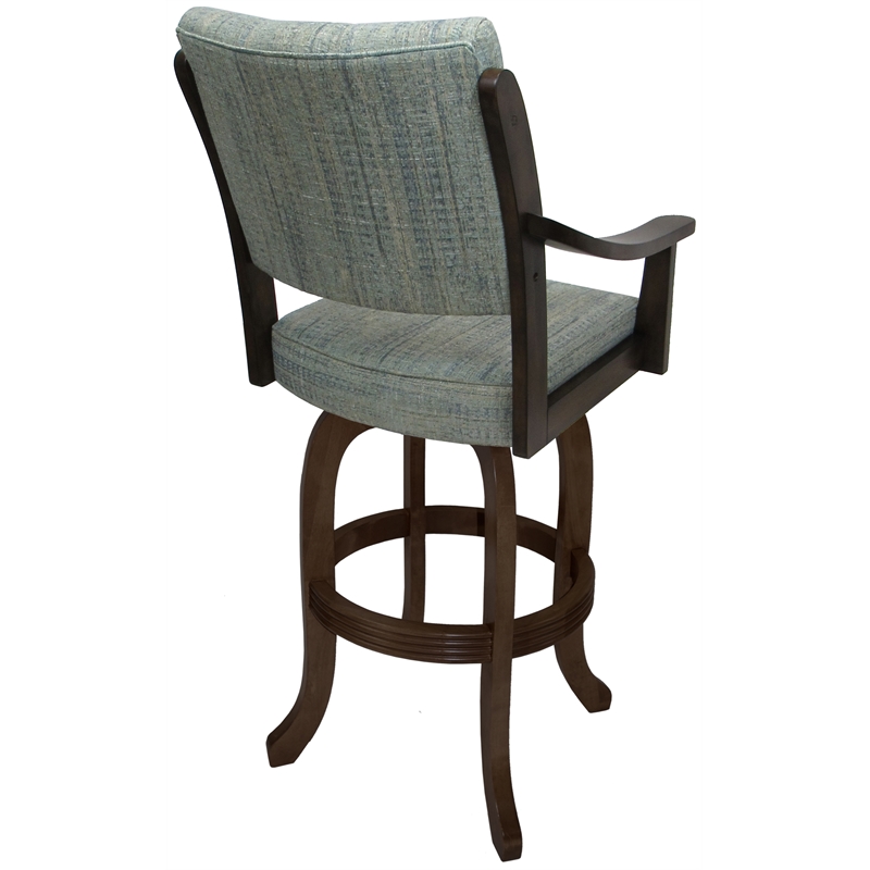Counter Solid Wood Bar Stool Casa Melina - Aquatint Teal Fabric - New Brown