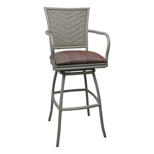 Outdoor/Indoor Swivel Counter Stool Erin 30&quot Seat - Multi Red Fabric - Beige