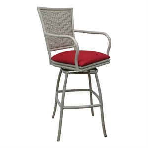 Outdoor/Indoor Swivel Metal Counter Stool Erin 26&quot Seat - Red Fabric - Beige