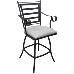 Jenna Outdoor/Indoor Counter Bar Stool 26&quot Arms - Cream on Dark Nut