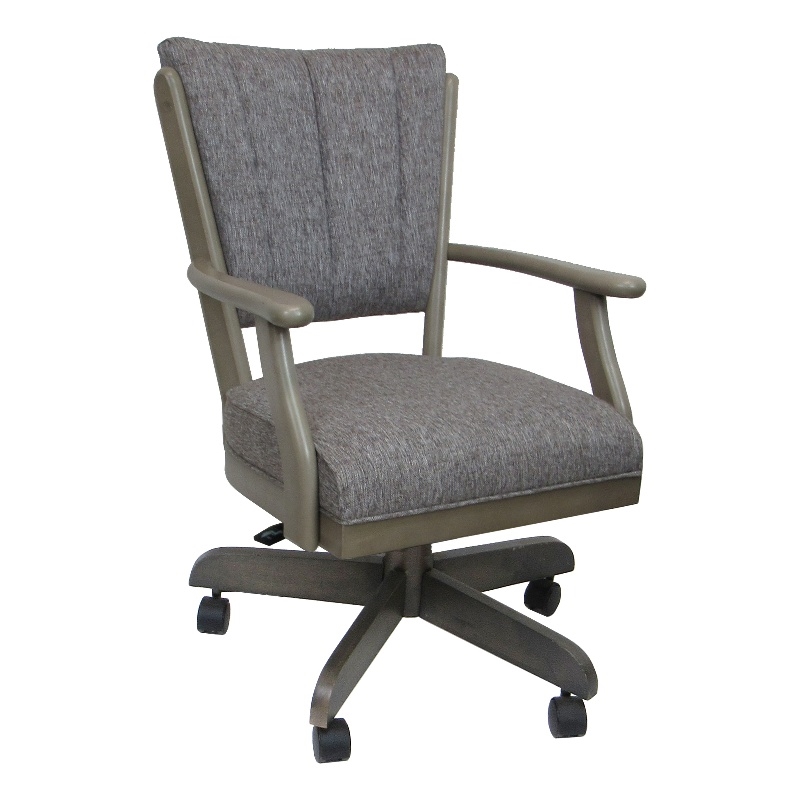 Classic Caster Solid Wood Dining Chair - Mojave Gray Fabric on New Gray Wood