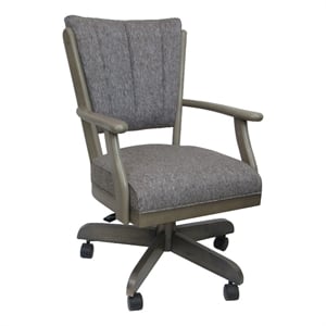 Classic Caster Solid Wood Dining Chair - Mojave Gray Fabric on New Gray Wood