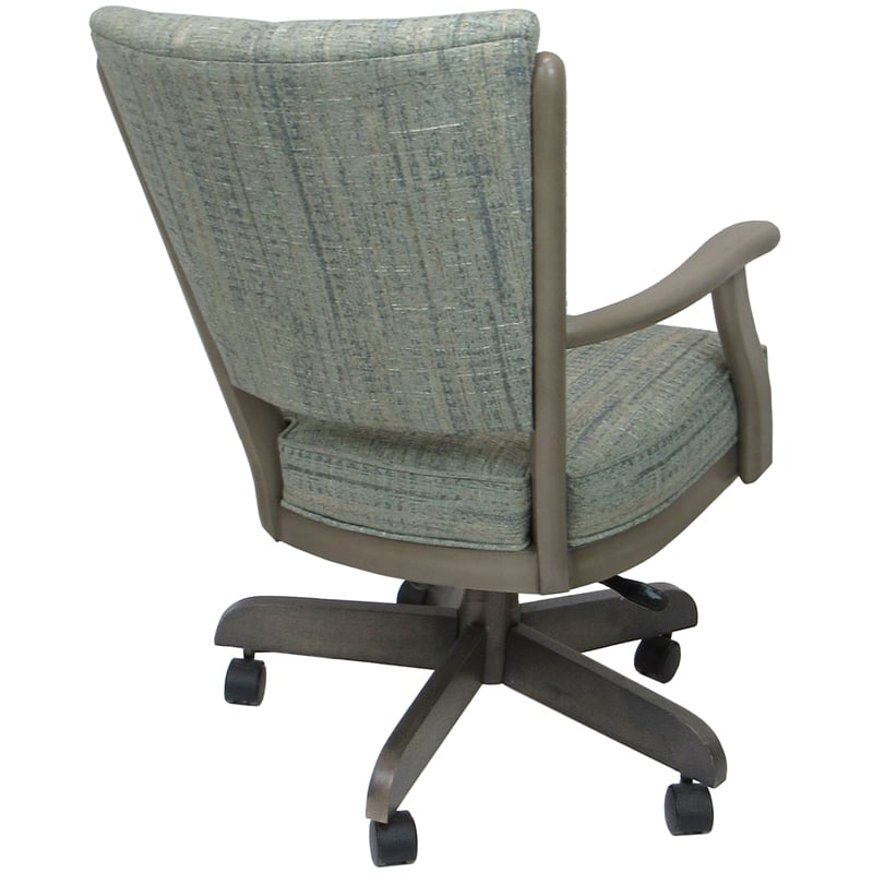 Classic Caster Solid Wood Dining Chair - Aquatint Teal Fabric - New Gray Wood